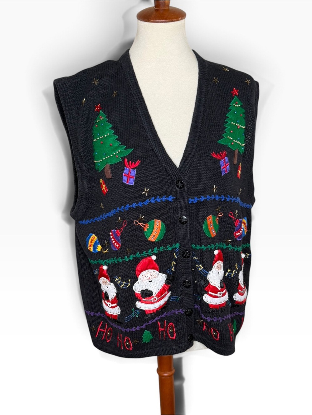 Vintage 90s Beaded Holiday Sweater Vest